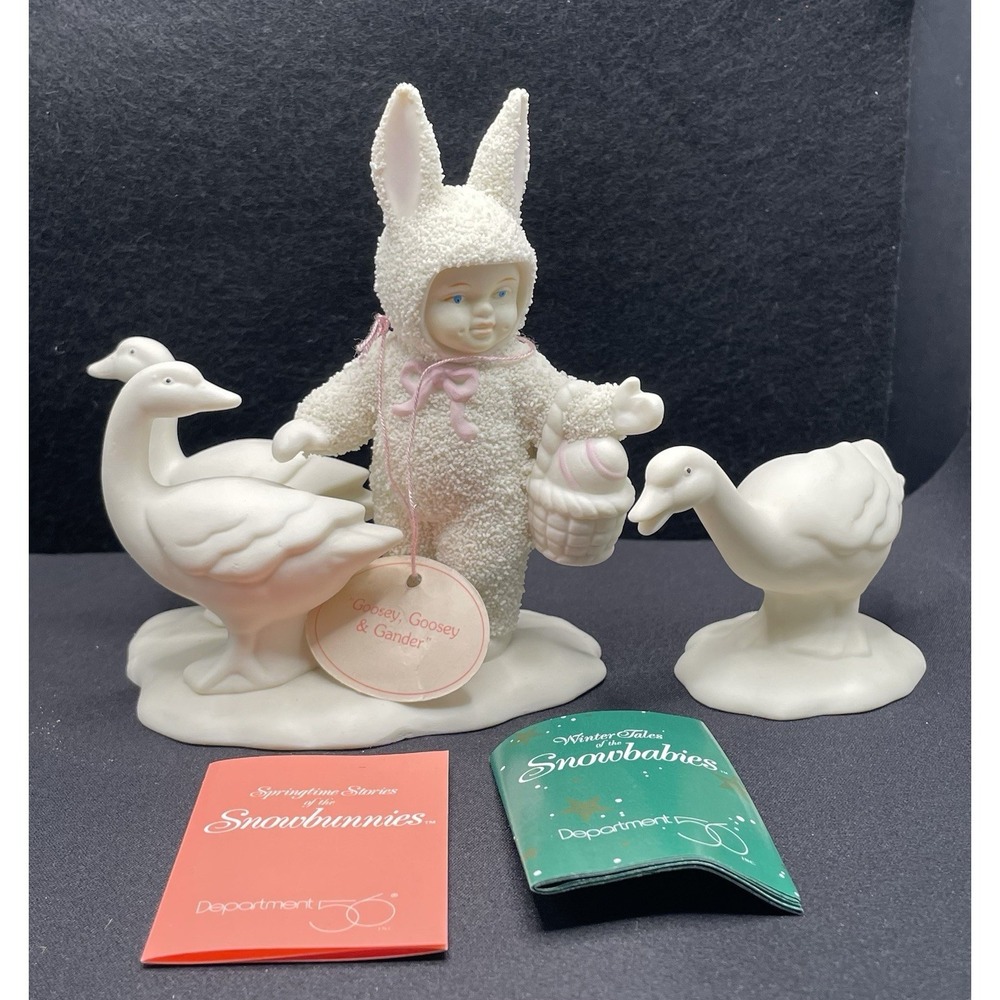Vintage 1995 Dept 56 Easter "Goosey Goosey & Gander" Snowbunnies Original Box!